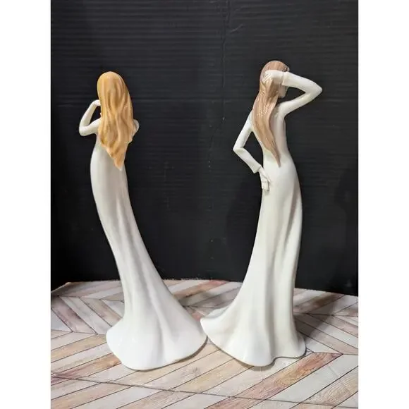 Unicorn Studio Fine Porcelain 12.25 inch Standing Lady Girl Figurines Set Of Two